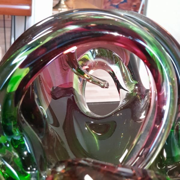 Coupe en verre de Murano vert/rose