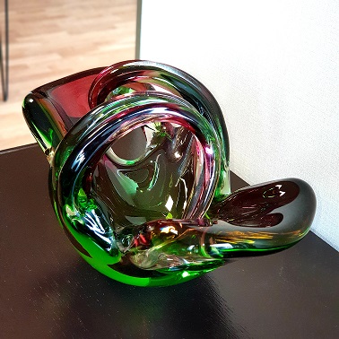 Coupe en verre de Murano vert/rose 2