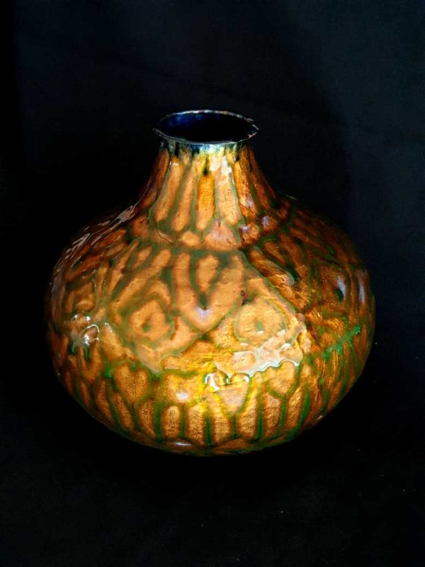 vase émaille or et vert DEFI - ELAN - I.C.I